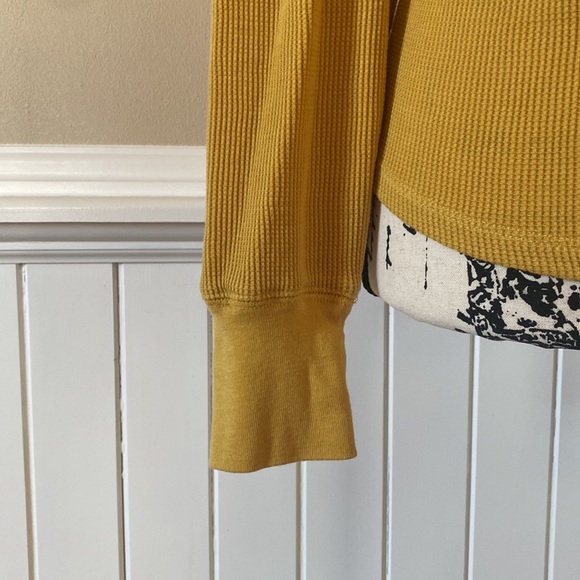 Waffle texture long sleeve top. In mustard yellow brand BP by Nordstrom - Picture 3 of 11